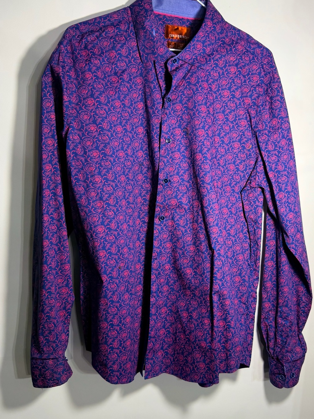 Cropped Icons Purple Floral Button-Down Shirt - Men